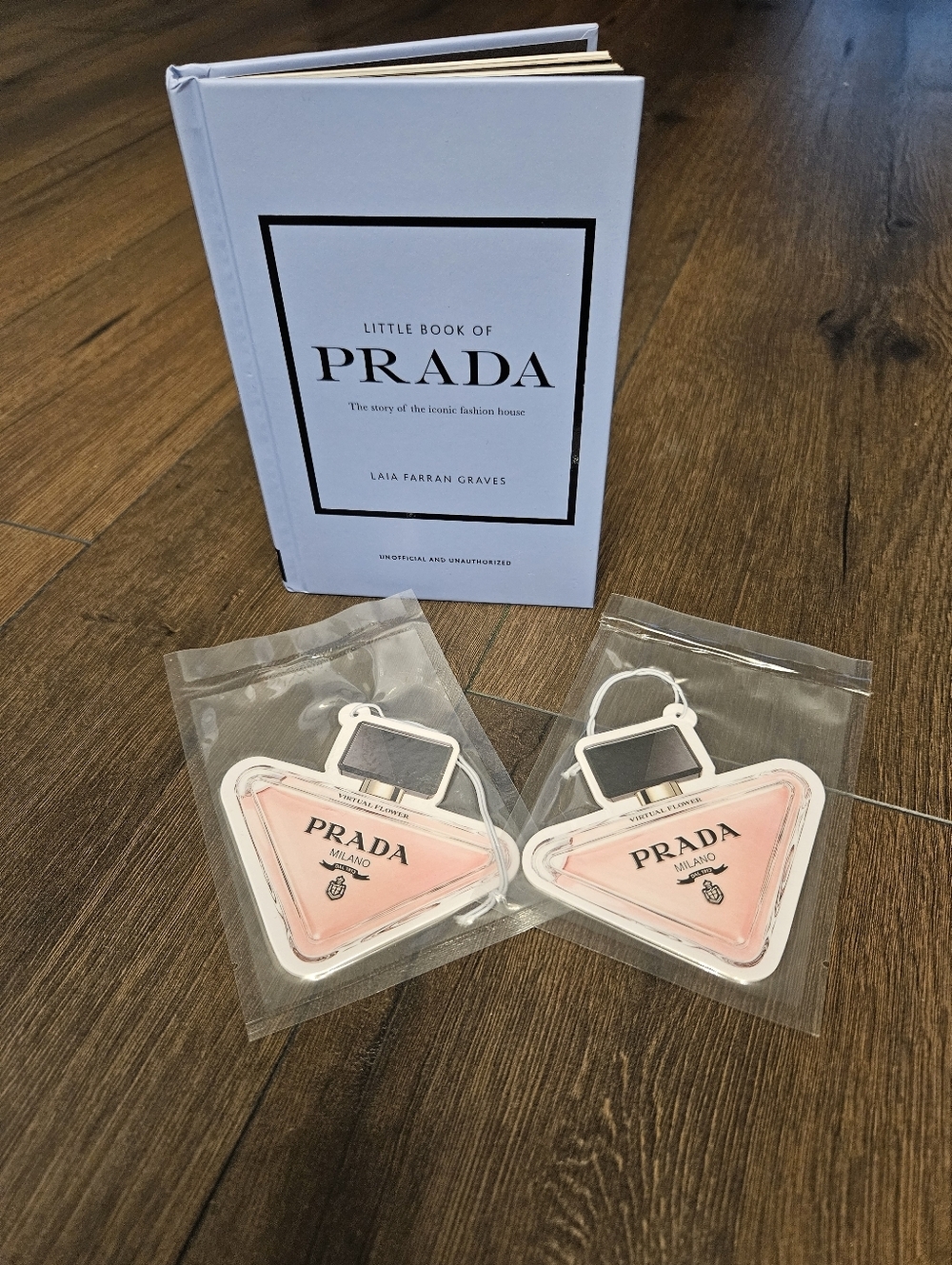 PRADA Little Book Of Fashion & 2 Prada Perfume Bottle Hanging Air Freshies